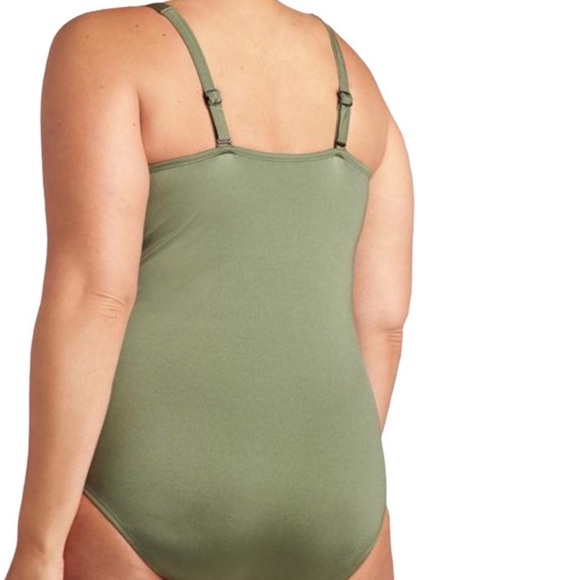 Olive Green Twist Front Swimsuit - Picture 2 of 5